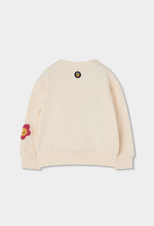 BOBOLI Girls Fleece Sweatshirt -BCI Ecru
