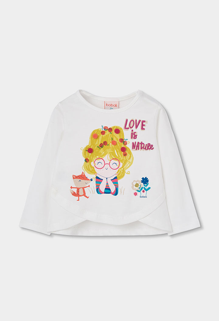 BOBOLI Girls Jersey T-shirt -BCI Off White