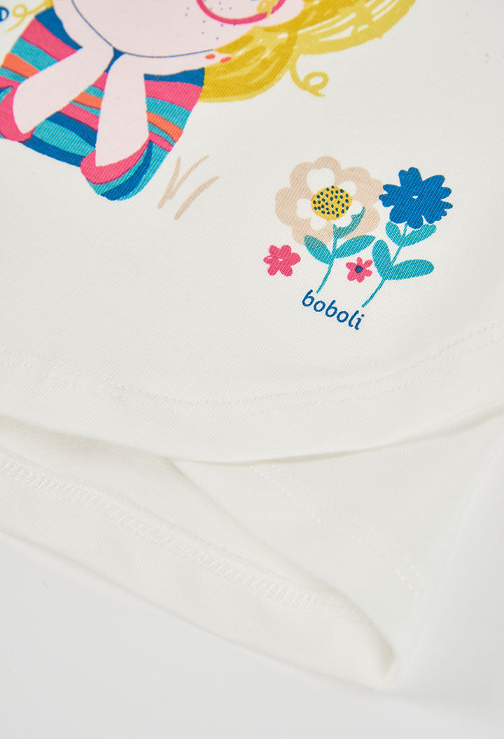 BOBOLI Girls Jersey T-shirt -BCI Off White