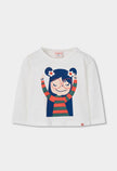 BOBOLI Girls Heathered Jersey T-shirt -BCI Off White