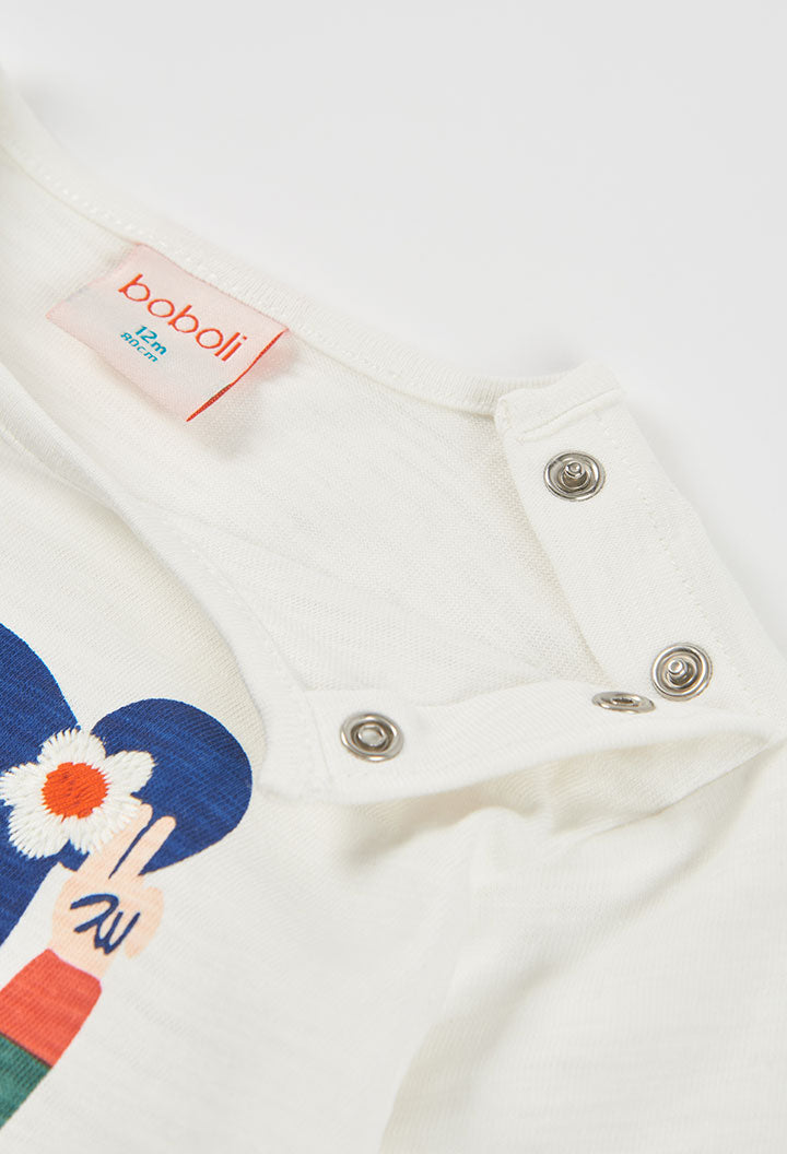 BOBOLI Girls Heathered Jersey T-shirt -BCI Off White