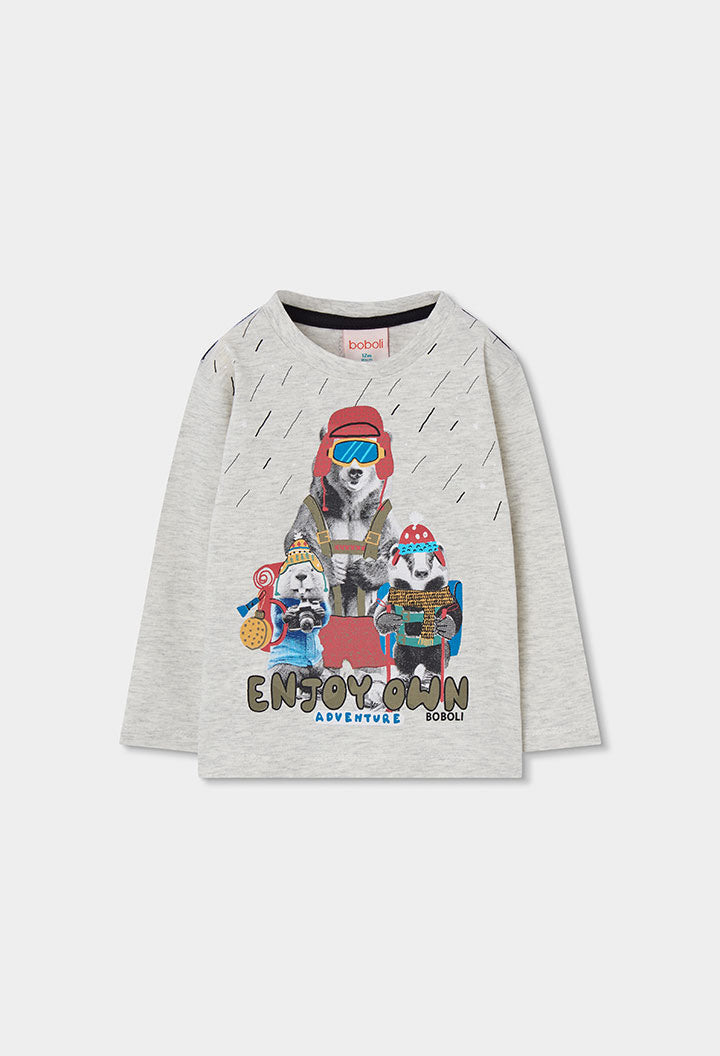 BOBOLI Boys Jersey T-shirt -BCI Heather Ecru
