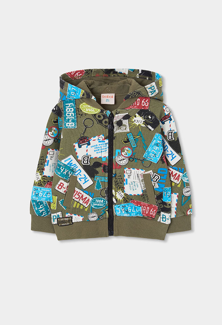 BOBOLI Boys Printed Fleece Jacket -BCI Printed