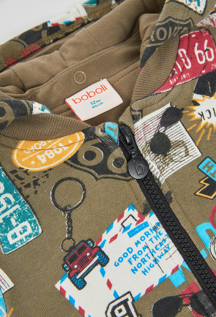 BOBOLI Boys Printed Fleece Jacket -BCI Printed