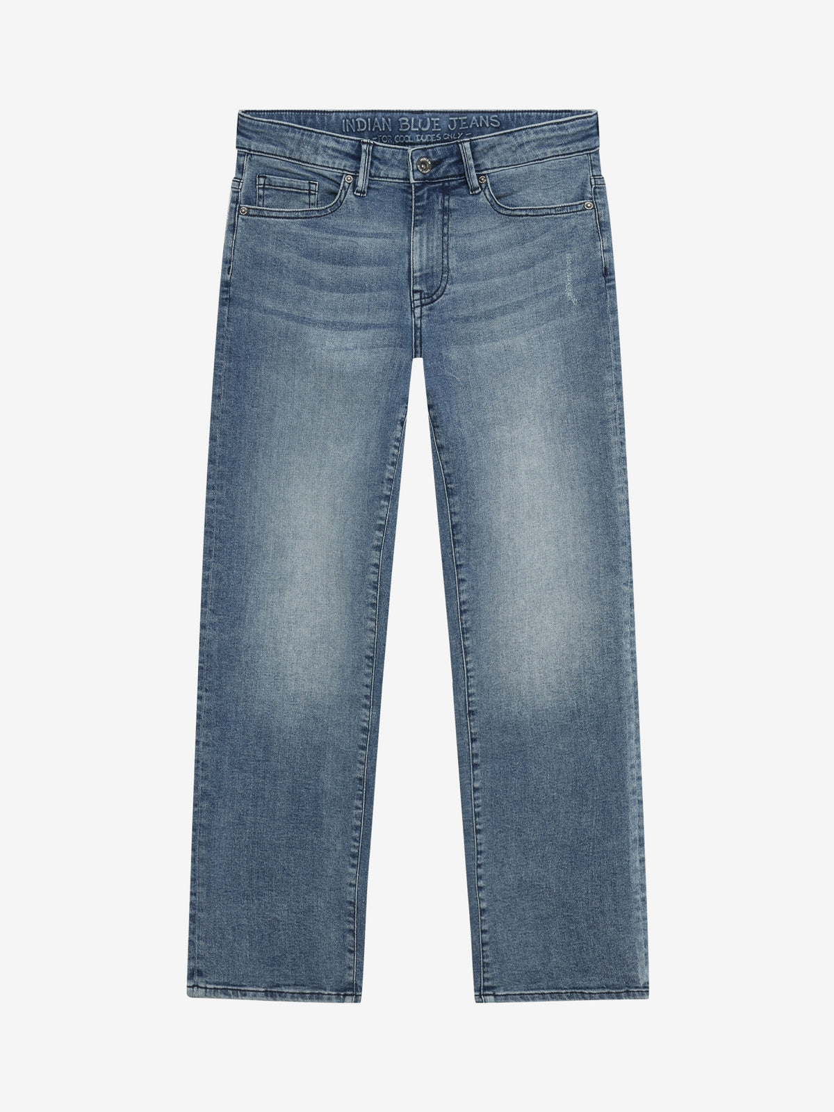 INDIAN BLUE JEANS Boys Wide Loose Fit Blue Jeans Medium Denim