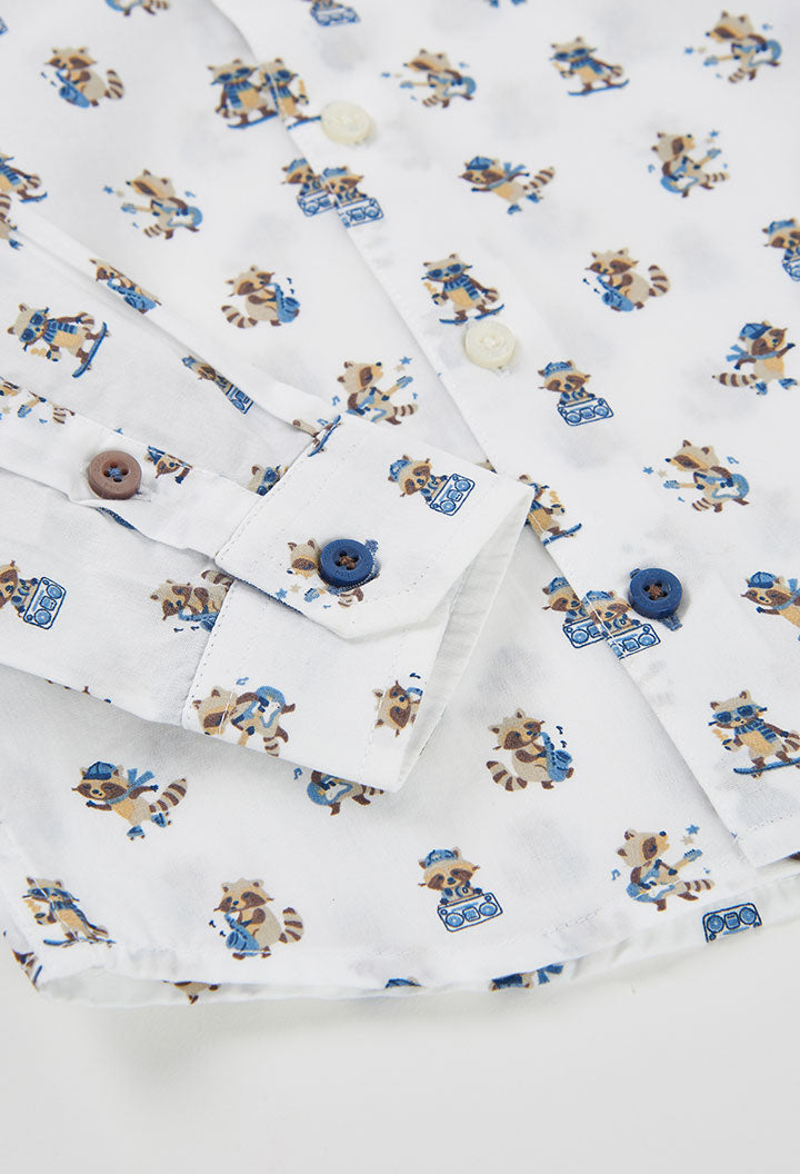 BOBOLI Boys Printed Poplin Shirt Printed