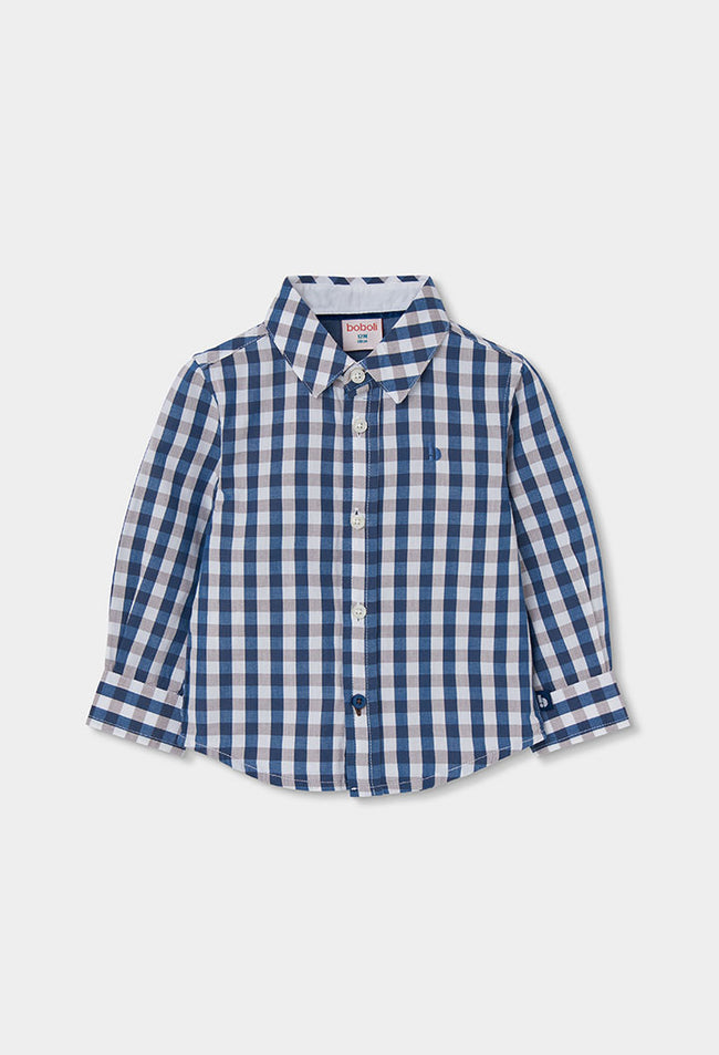 BOBOLI Boys Checked Poplin Shirt -BCI Check Print