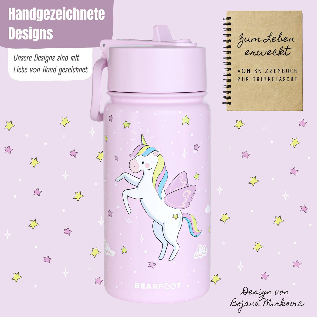BEARFOOT Thermo Water Bottle Mermaid 350 ml Kids | Beetles & Bugs