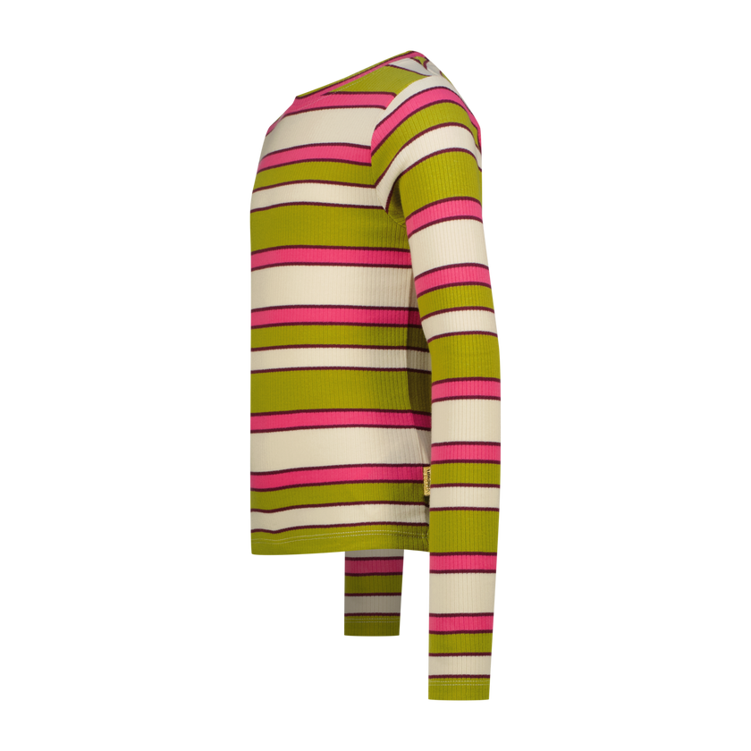 VINGINO Girls T-shirt Icon Stripe Top Golden Lime