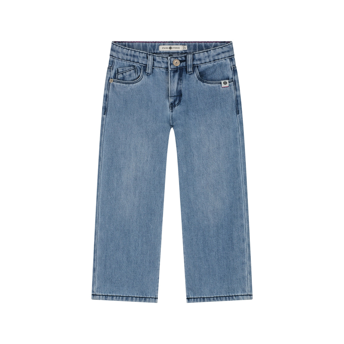 STAINS & STORIES Girls Denim Wide Leg Light Blue Denim
