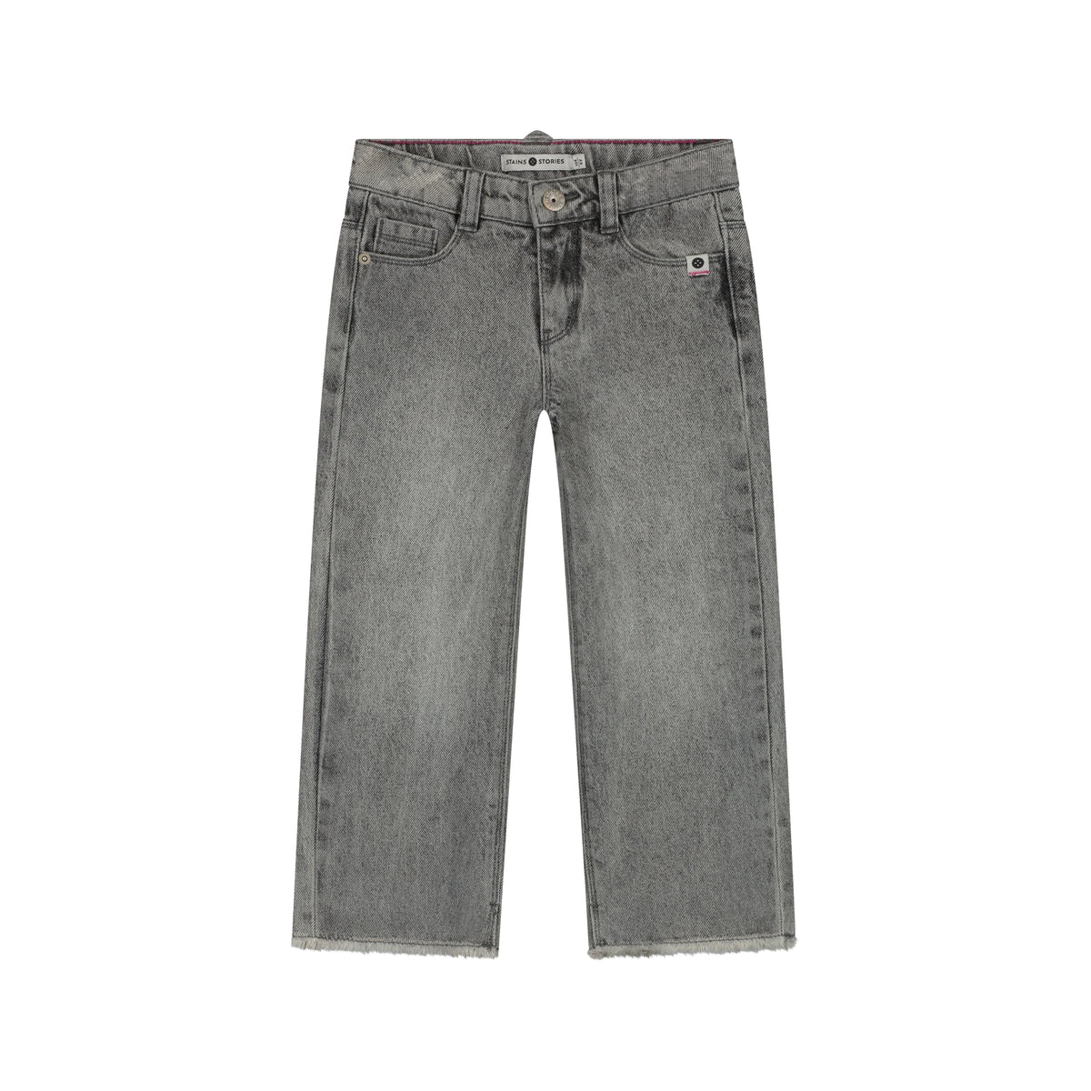 STAINS & STORIES Girls Wide Leg Pants Mid Grey Denim