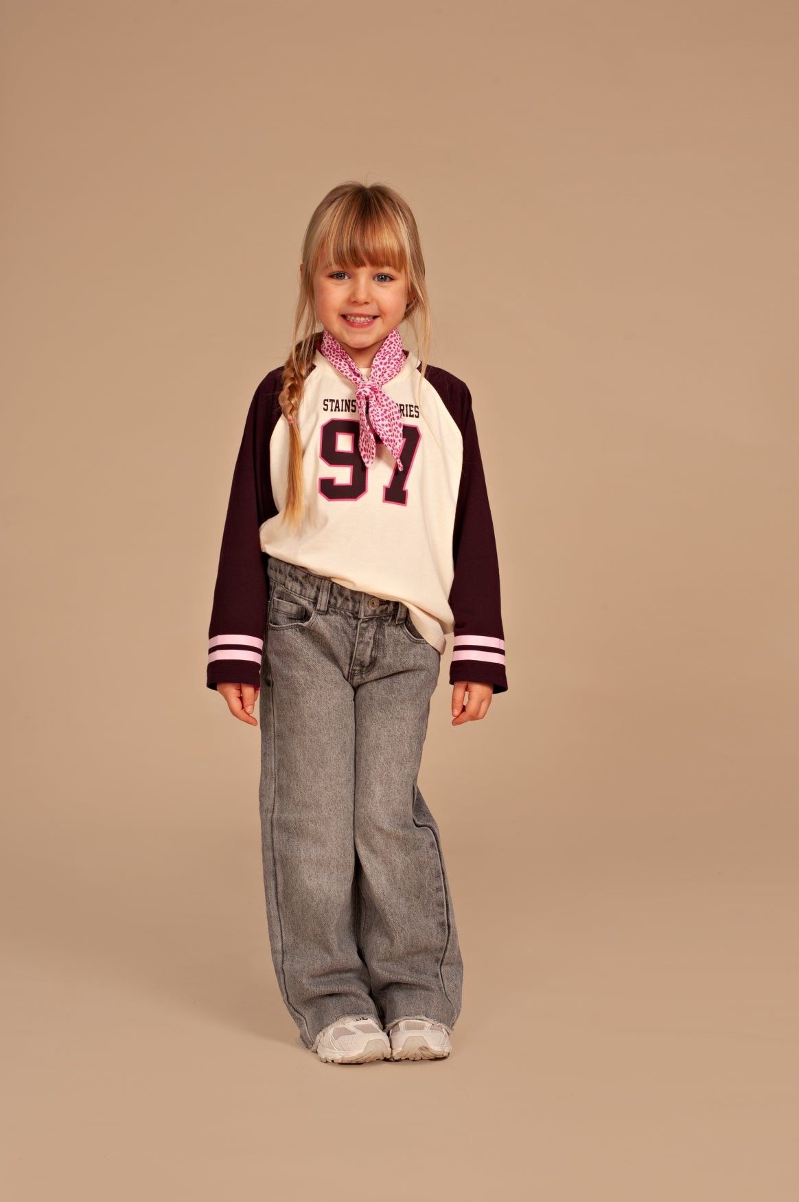 STAINS & STORIES Girls Wide Leg Pants Mid Grey Denim