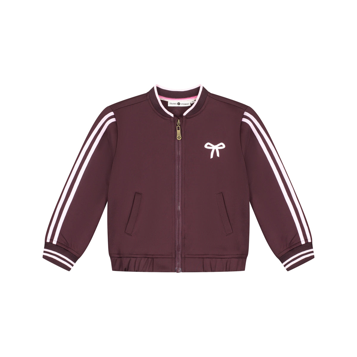 STAINS & STORIES Girls Track Cardigan Wine Red