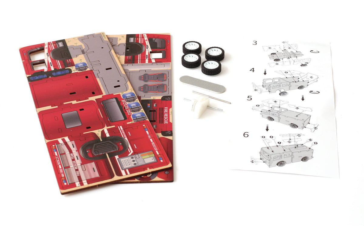 3D WOOD MODEL FIRE TRUCK VEHICLE
