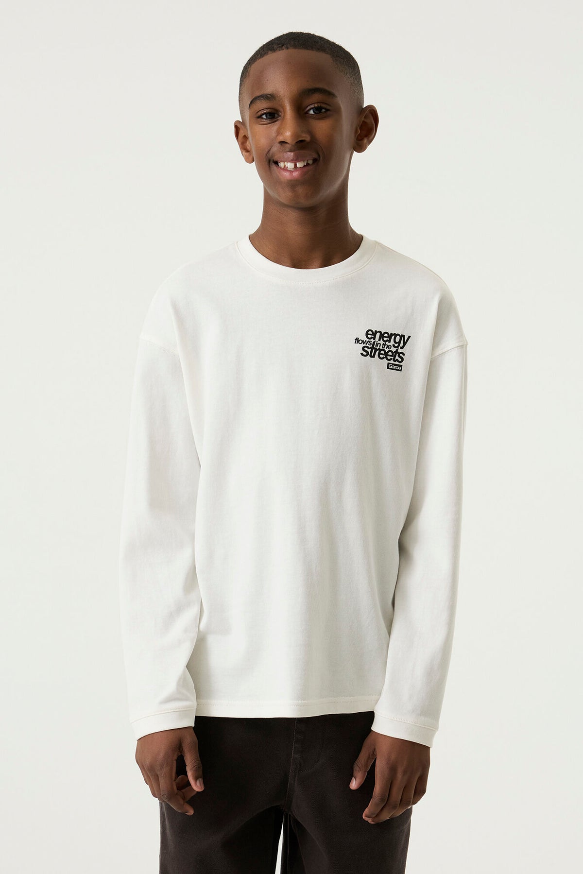 GARCIA Boys Teens T-shirt Long Sleeve Off White