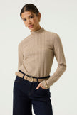 GARCIA Ladies T-shirt Long Sleeve Winter Camel
